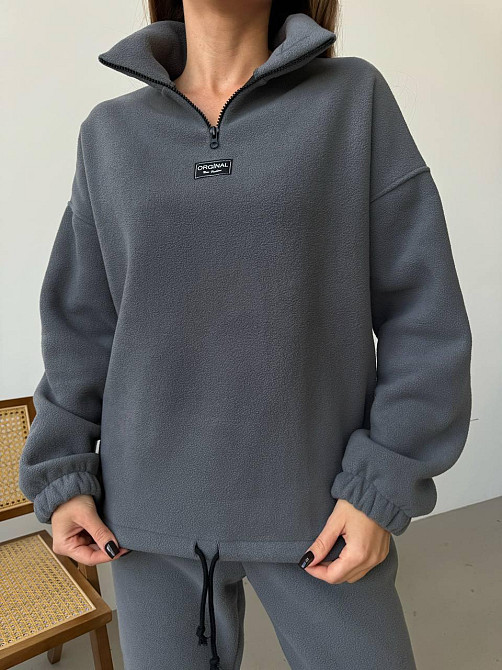 Женский повседневный костюм из плотного флиса полар. Графит, 46/48 Одесса - изображение 1