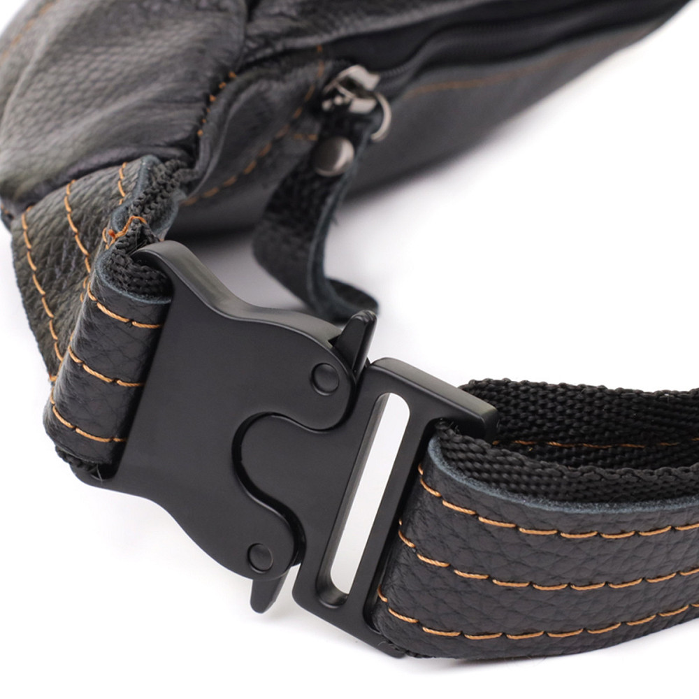 Приваблива сумка-бананка для чоловіків з натуральної шкіри зернистої Shvigel 23127 Чорний Київ - фото 5