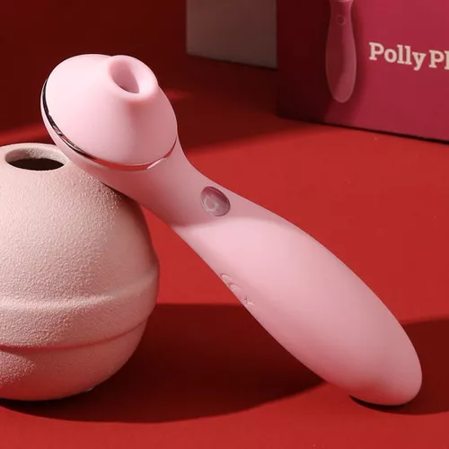 Вакуумный вибратор Kisstoy Polly Plus с функцией подогрева: стимулятор 2-в-1 для точки G и клитора, силиконовый (USB) Киев