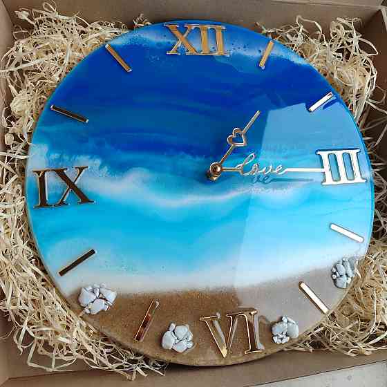 Часы настенные 40 см из эпоксидной смолы ручной работы Днепр