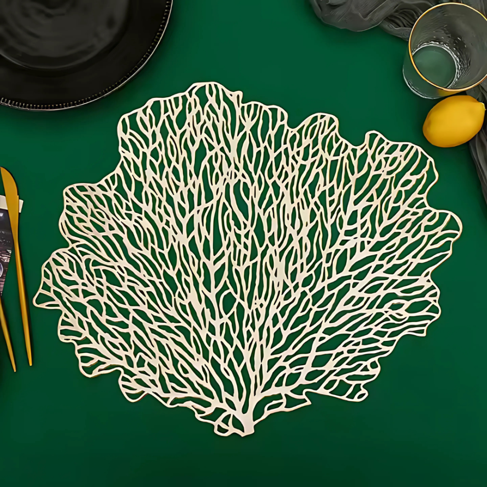 Сервировочная салфетка под горячее фигурная 48х38 см, коврик сервировочный золотистый набор 2 шт Каменец-Подольский - изображение 1