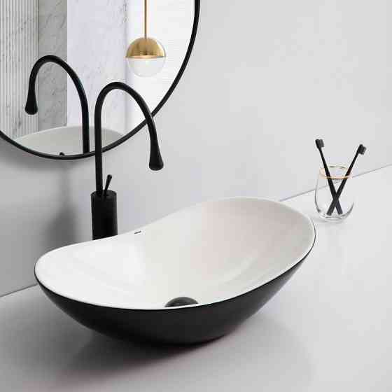 Раковина накладна Mixxus Premium WAVE-0105 WHITE-BLACK 620х360х160mm   ( MP6558 ) 27509 Харьков
