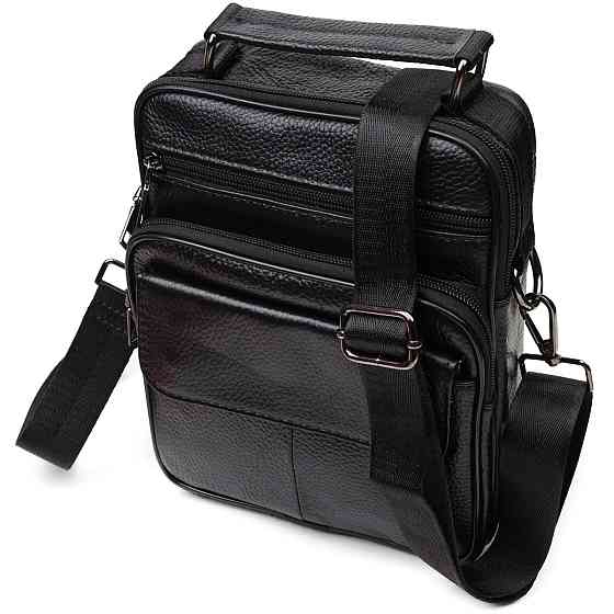 Интересная вертикальная мужская сумка из натуральной кожи Vintage 21953 Черная Киев