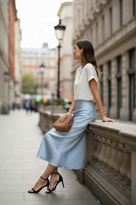 Жіноча спідниця шовкова Блакитний 46/48 Харків - фото 10