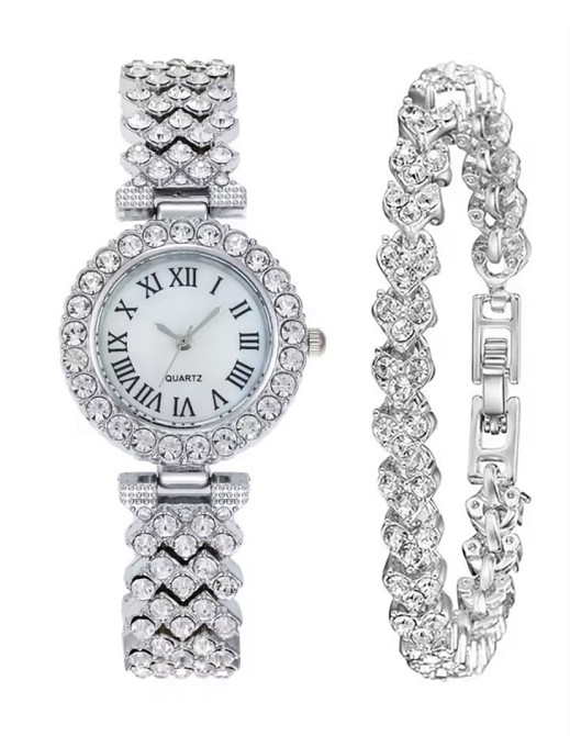 Подарунковий набір для жінок наручний годинник з браслетом сріблястий Київ - фото 1