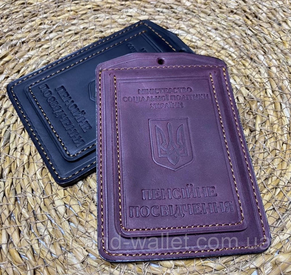 Обкладинка для пенсійного посвідчення з вінтажної шкіри бордового кольору Crazy Horse Київ - фото 5