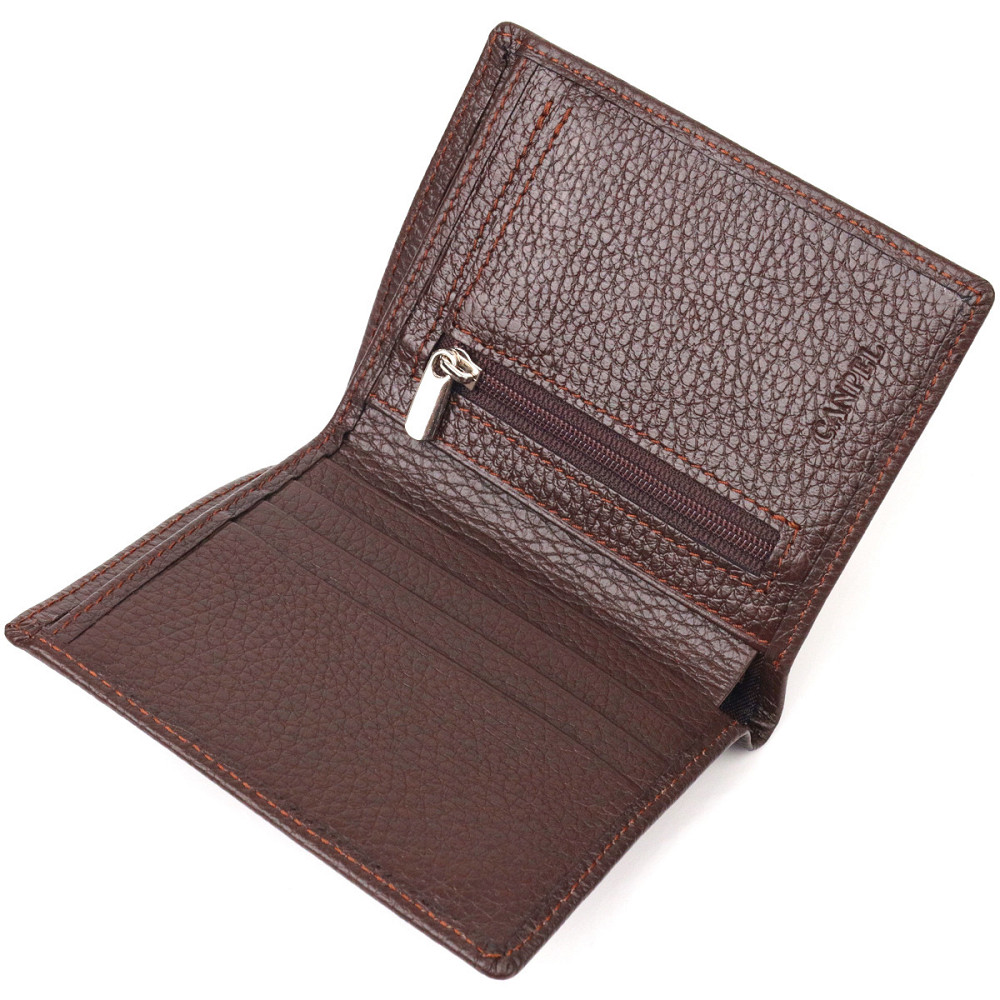 Мужское портмоне из натуральной зернистой кожи CANPELLINI 21498 Коричневое Киев - изображение 5