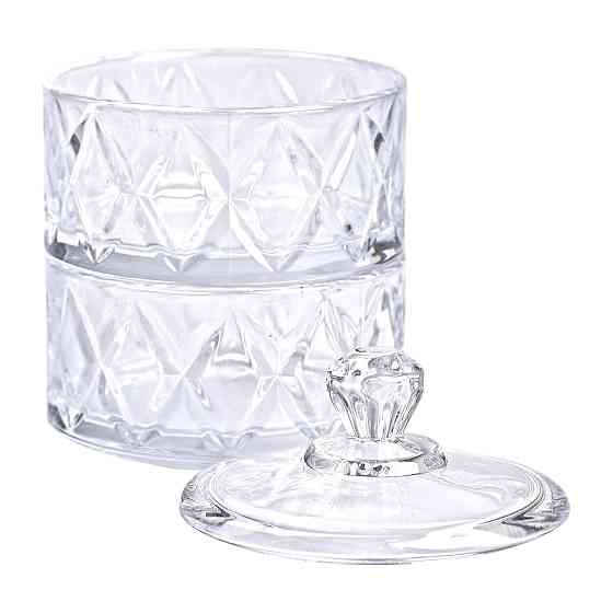 Двухуровневая стеклянная конфетница с крышкой 10 см Киев