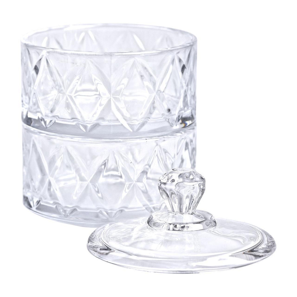 Двухуровневая стеклянная конфетница с крышкой 10 см Киев - изображение 3