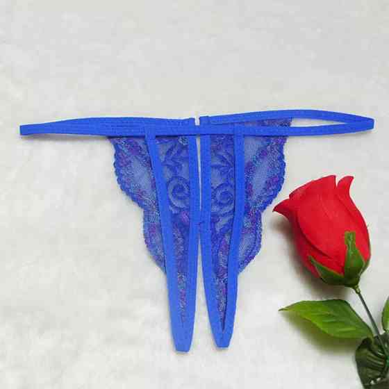 Труси з розрізом сині еротичні унісекс - розмір універсальний, резинка до 82см Київ