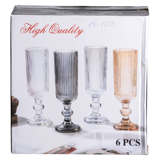 Набор бокалов для шампанского 6 штук 160 мл стеклянные HP-19-103 Киев