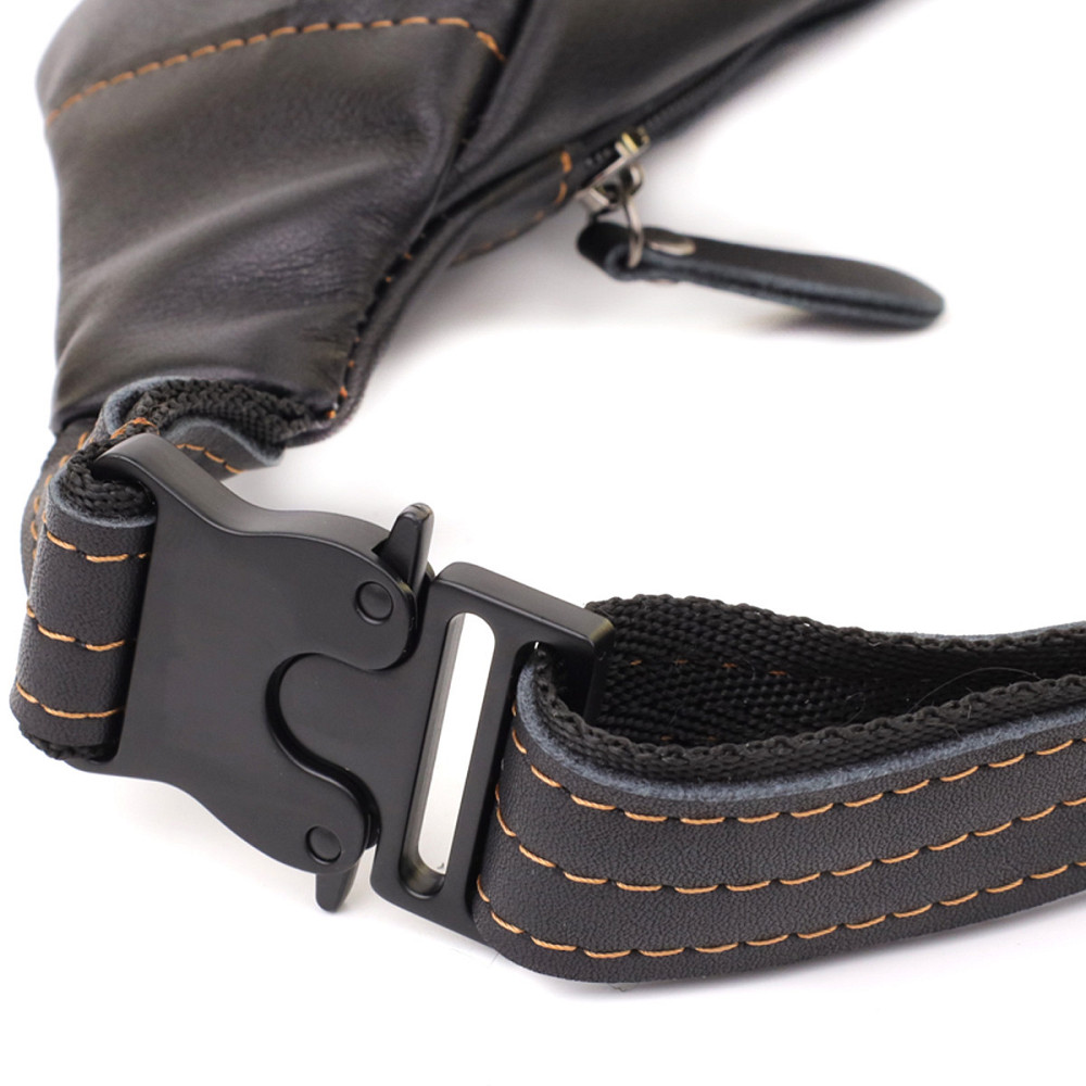 Чоловіча сумка-бананка з натуральної гладкої шкіри Shvigel 23125 Чорний Київ - фото 9