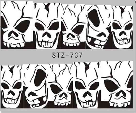 Наклейки на нігті з черепами 5 на 6 см чорний Київ