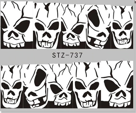 Наклейки на нігті з черепами 5 на 6 см чорний Київ - фото 1