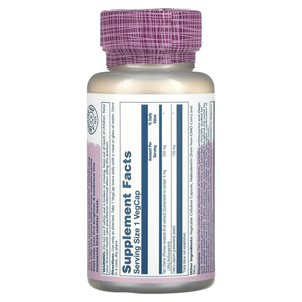 Экстракт вишни и семян сельдерея Solaray Tart Cherry Celery Seed 60 вег капс Киев - изображение 2