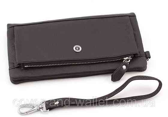 Універсальний шкіряний гаманець купюрник чорного кольору унісекс Boston Київ