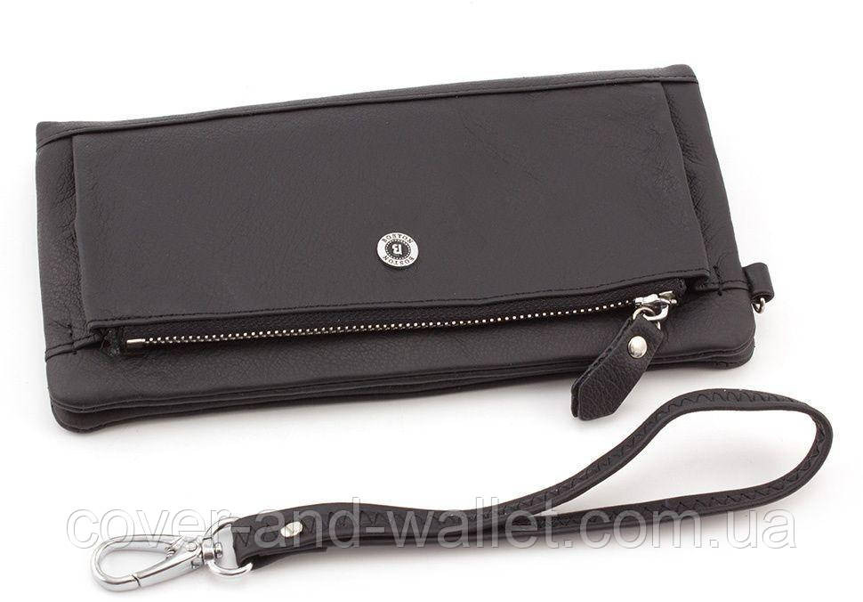 Універсальний шкіряний гаманець купюрник чорного кольору унісекс Boston Київ - фото 2