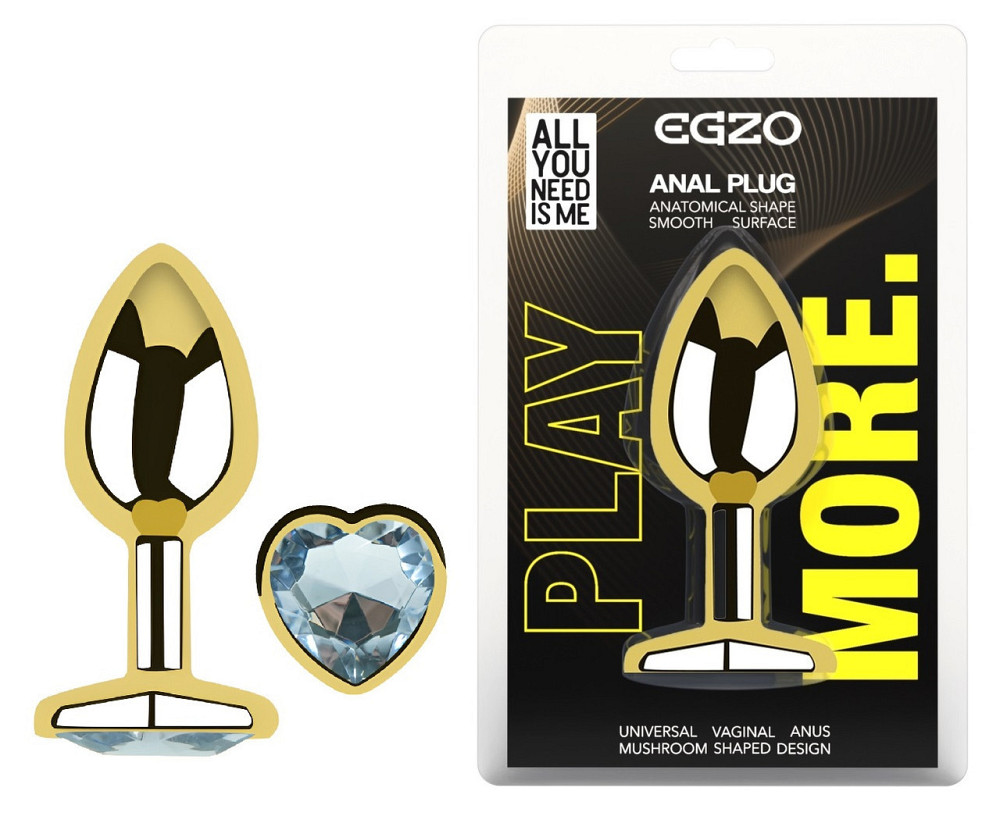 Анальна пробка з кристалом EGZO - Gold Heart Plug Clear size S Sex Aura Київ - фото 1
