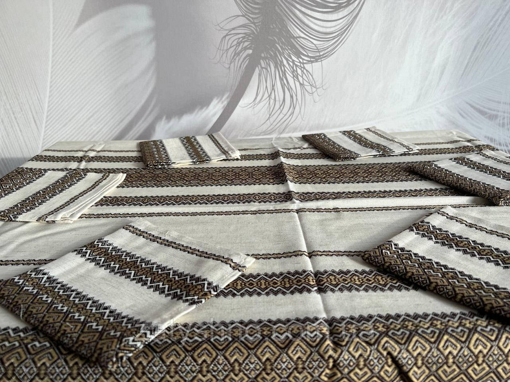 Кофейная   вышитая скатерть с салфетками Киев - изображение 2