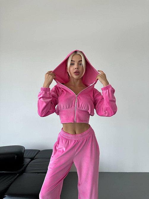 Жіночий стильний прогулянковий костюм двійка: кофта і штани велюр-плюш Одеса - фото 4