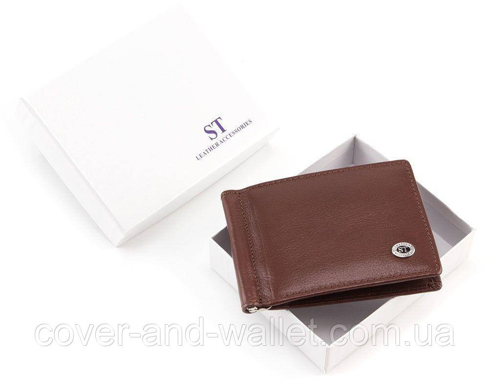 Коричневый кожаный зажим для купюр с блоком для карт ST B470 coffee Киев - изображение 9