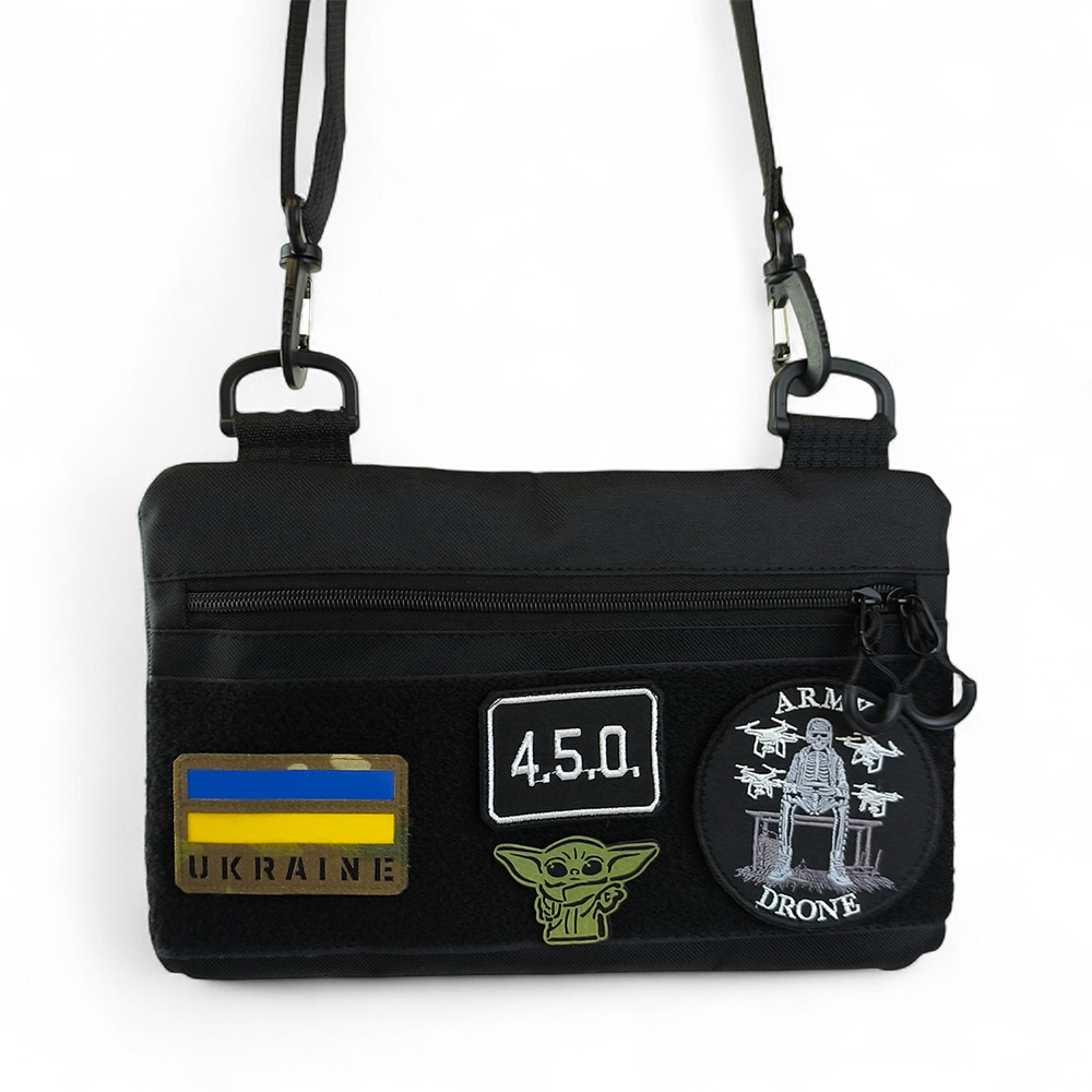 Молодежная тактическая сумка для патчей на плечо с 4 карманами black YC-83 Львов - изображение 4
