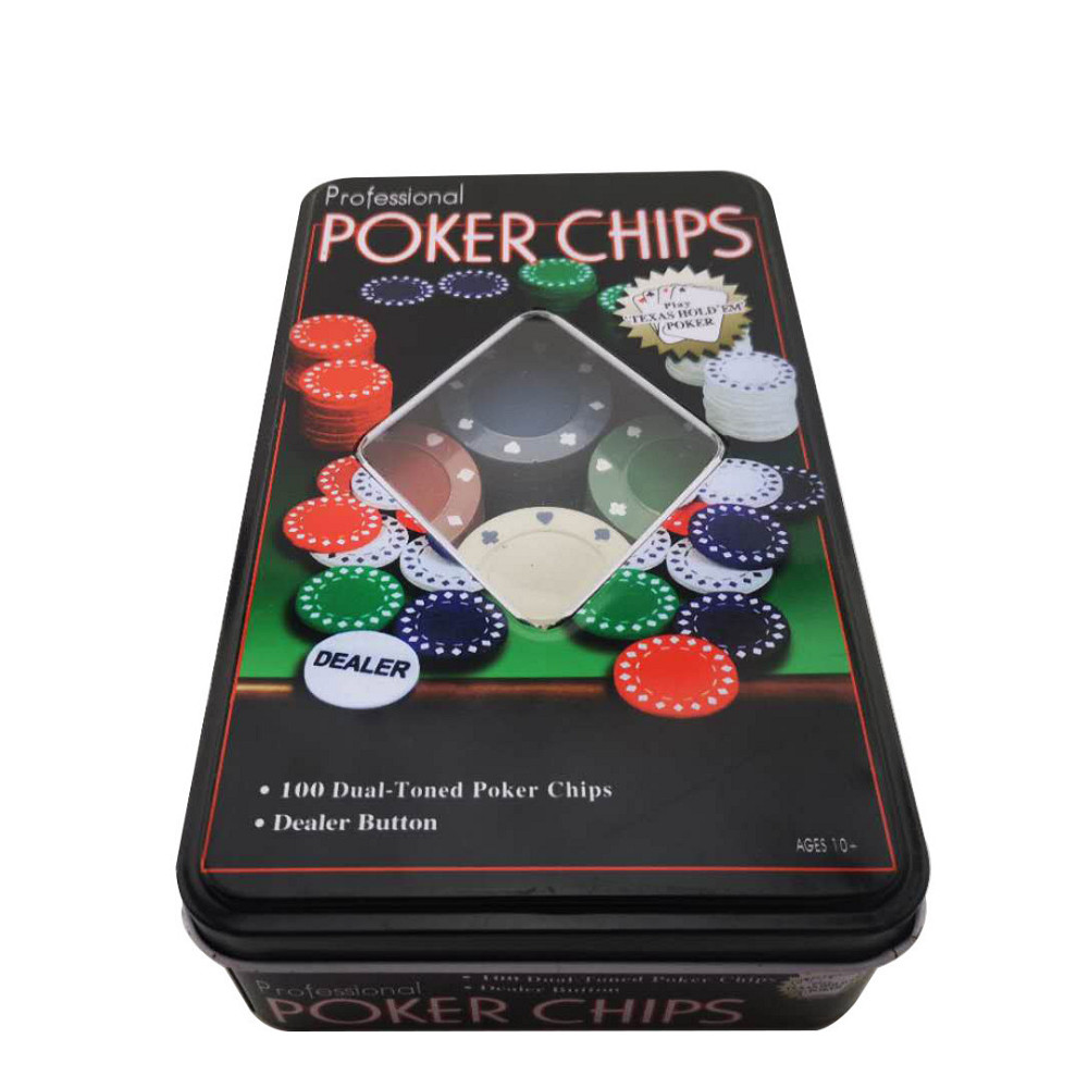 Набір фішок для покеру 100шт з номіналом та фішкою дилера в металевій коробці для гри вдома Київ - фото 2
