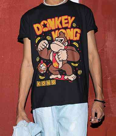Футболка з аніме принтом Донкей Конг Сізес С оверсайз (S/M/L) Чорний AnimeJ0856 Дніпро