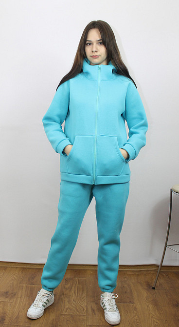 Костюм жіночий теплий спортивний на флісі кофта на блискавці Блакитний 42/44 Харків - фото 1