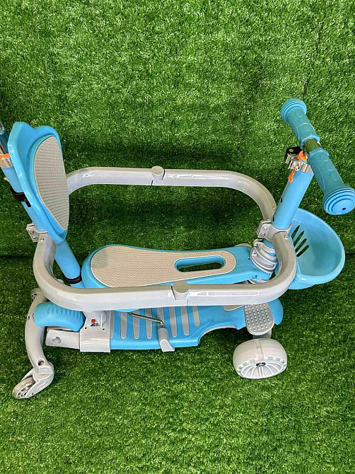 Самокат-беговел 5в1 SCOOTER 3-х колісний сидіння бампер батьківська ручка Блакитний (JR 3-102) Чернигов - изображение 6