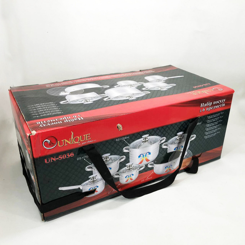 Хороший набір каструль UNIQUE UN-5036 12 шт, Каструлі посуд для електричних плит, Каструлі з кришками WJ-80 Івано-Франківськ - фото 2