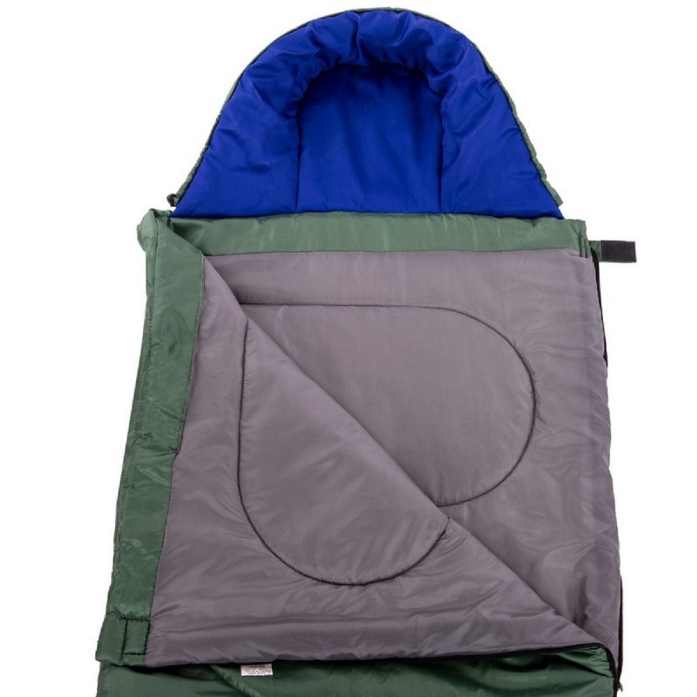 Спальный мешок одеяло с капюшоном 320г/м2, 190+30х75см, t от -9 до +15 зеленый Киев - изображение 3