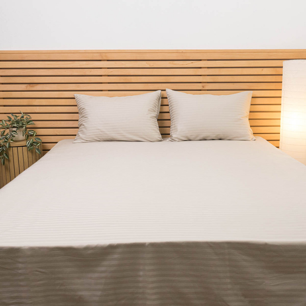 Постельное белье Страйп Сатин Полуторное 125 г/м2 YouStar (Перламутровый) 2 х 70х70 Сумы - изображение 2