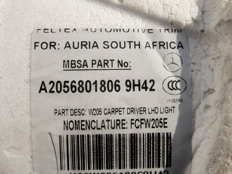 Mercedes-Benz  A2056801806 9H42 Килим салону передній лівий чорний C-Class W205 Одесса - изображение 3
