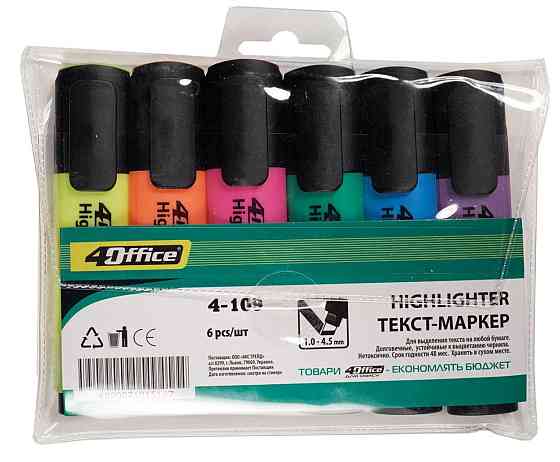 Набір маркерів текстових "4Office" 4-109-26/6 кол 1-5 мм, шт Київ