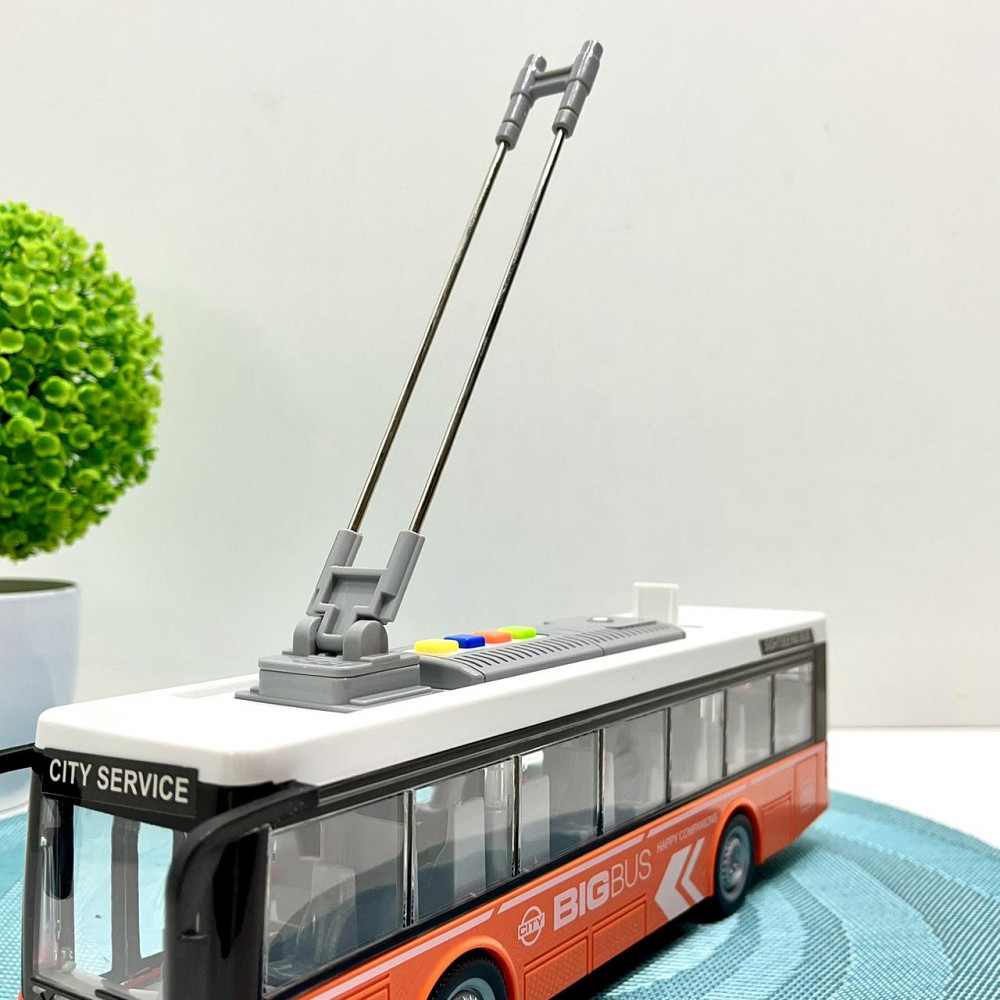 Тролейбус з інерцією підсвічуванням і звуком відчиняються двері Помаранчевий (WY911AB) Чернигов - изображение 8