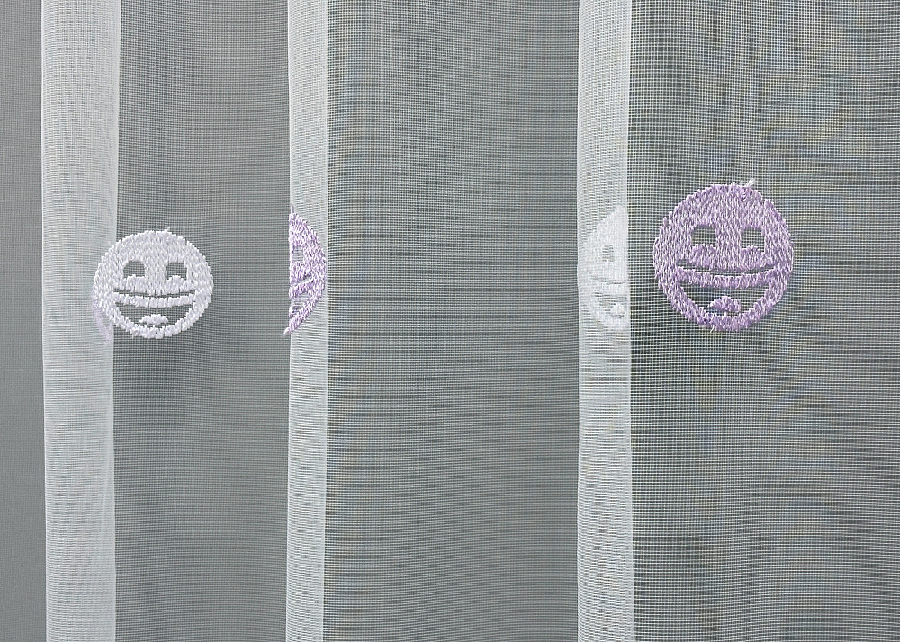 Тюль VR-Textil 1573т Фатин з вишивкою Смайлики Білий з бузковим 300х270 см (42-0522) Київ - фото 6