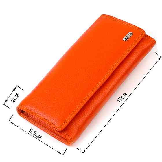 Яркий женский кошелек из натуральной зернистой кожи CANPELLINI 21706 Оранжевый Киев