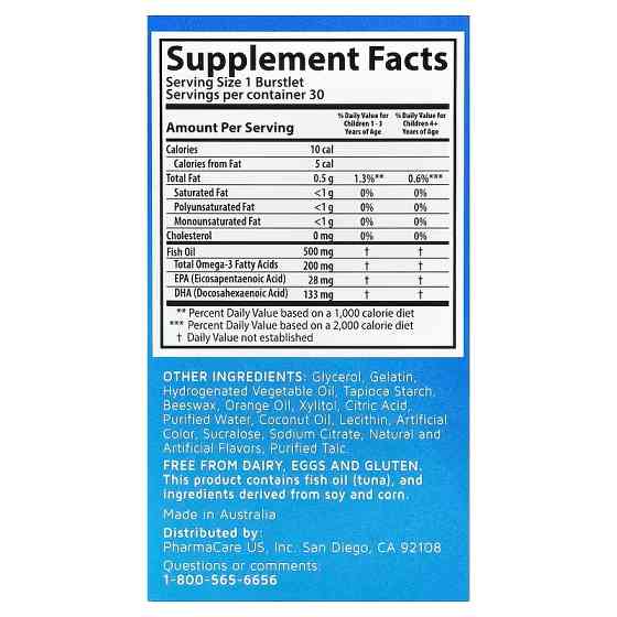 Hi DHA-Omega 3 Fish Oil, Fruit, 30 Chewable Burstlets Луцьк