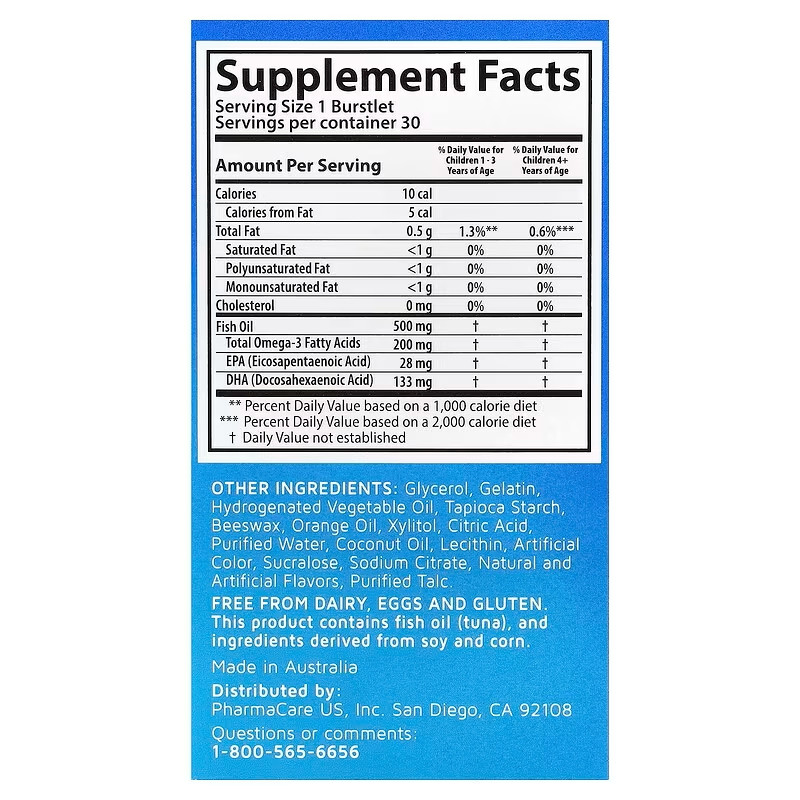 Hi DHA-Omega 3 Fish Oil, Fruit, 30 Chewable Burstlets Луцк - изображение 2