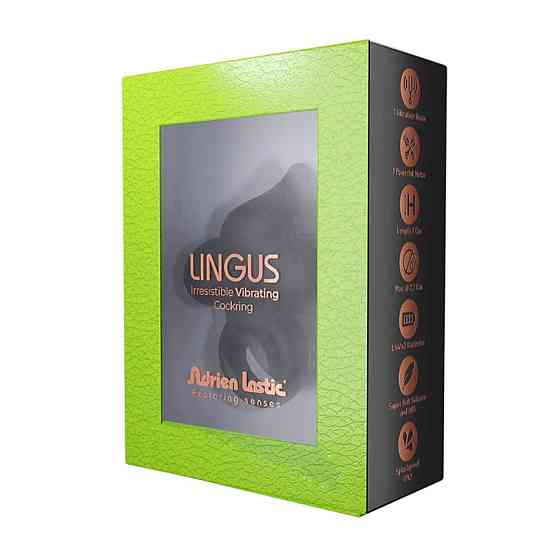 Эрекционное виброкольцо Adrien Lastic Lingus Black с язычком и щеточкой для стимуляции клитора Sex Aura Киев