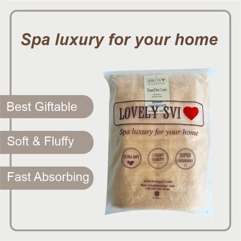 Набор Полотенец Lovely Svi - Комплект Банных Полотенец 3 шт:70 x 140 см, 50 x 90 см, 33 x33 см Коричневый Киев - изображение 3