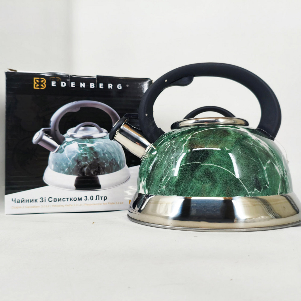 Чайник Edenberg EB-8871 из нержавеющей стали со свистком 3л Green DT-18 Львов - изображение 16