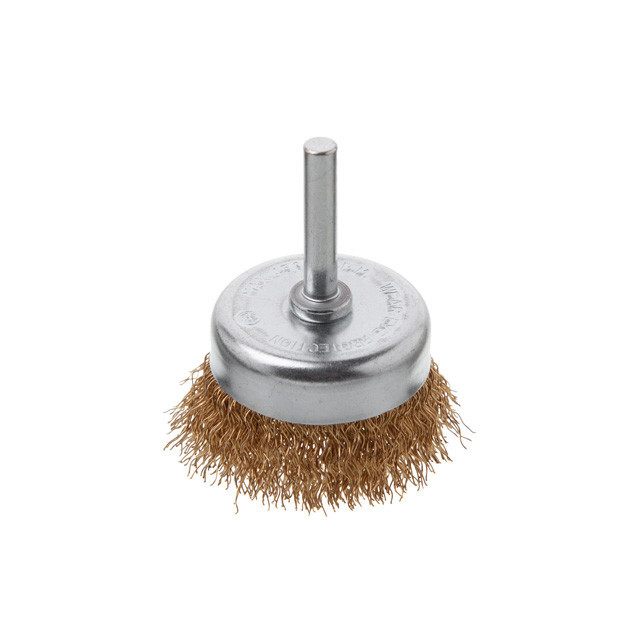 Щітка чашкова, 50 мм, 1/4", кручений дріт покритий латунню, для дриля, 4500 об/хв INTERTOOL BT-9051 Київ - фото 1