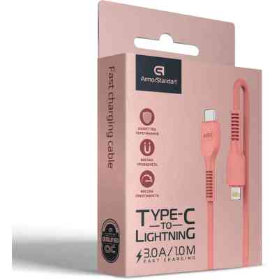 Дата кабель USB-C to Lightning 1.0m AR88 3A Peach Armorstandart (ARM65289) Винница