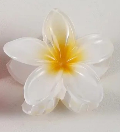 Заколка-крабік квітка Білий з жовтою серединкою Сміла - фото 1