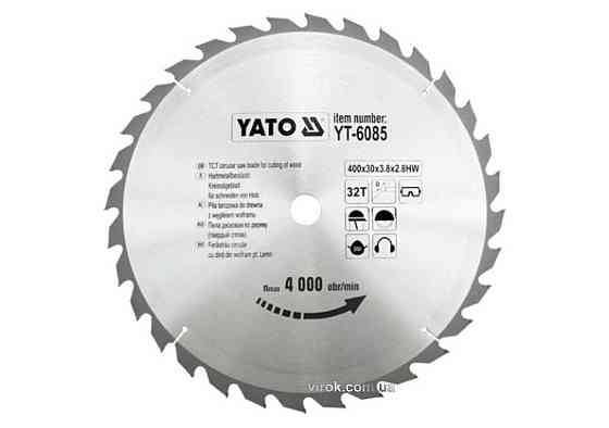 Диск пиляльний победітовий по дереву YATO: 400х30x3.8x2.8 мм, 32 зубці, R.P.M до 4000 1/хв [10] Одесса