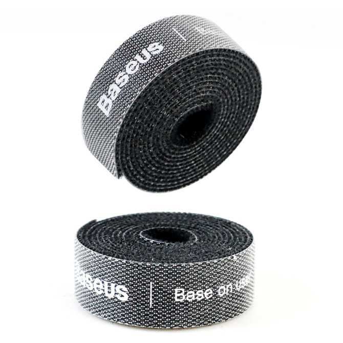 Стяжки для кабелів Baseus Colourful Circle Velcro strap 1m ACMGT-E01 (Чорний 1 шт.) Миколаїв - фото 2
