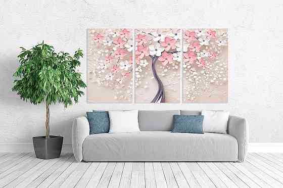 Модульная картина в гостиную / спальню  Дерево в квітах    ART-188_3A Киев