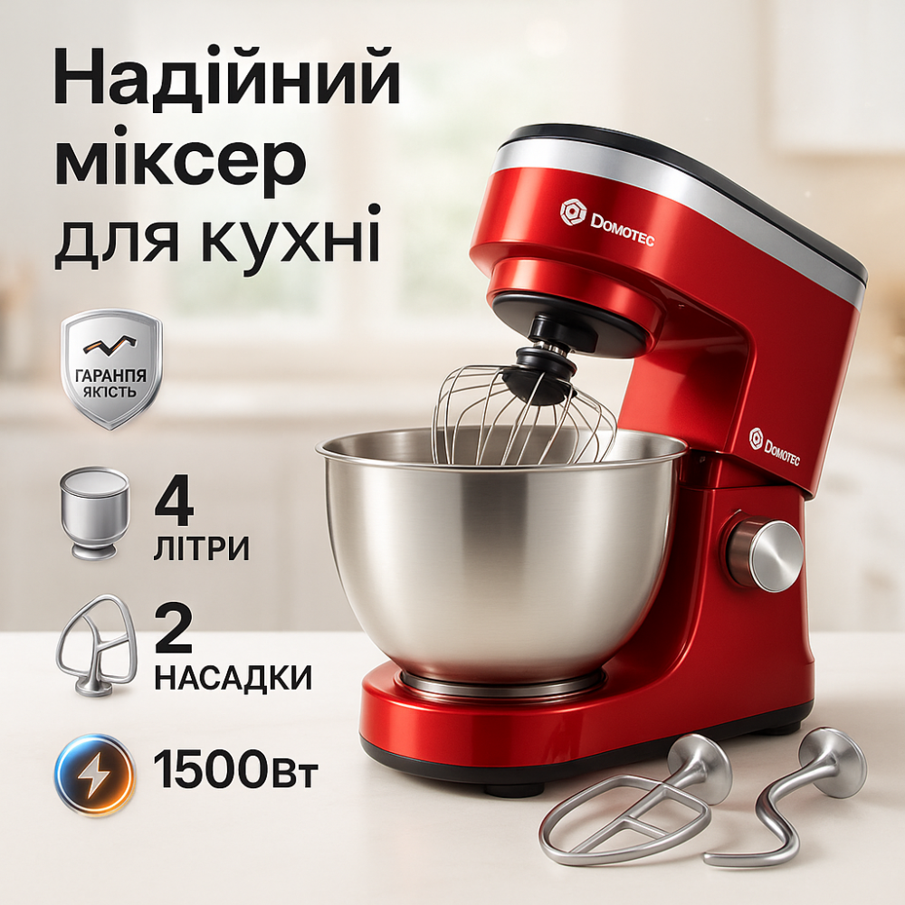 Міксер для крему кухонний Domotec MS-1368 1500Вт, Стаціонарний міксер-подрібнювач AR-48 Львів - фото 17